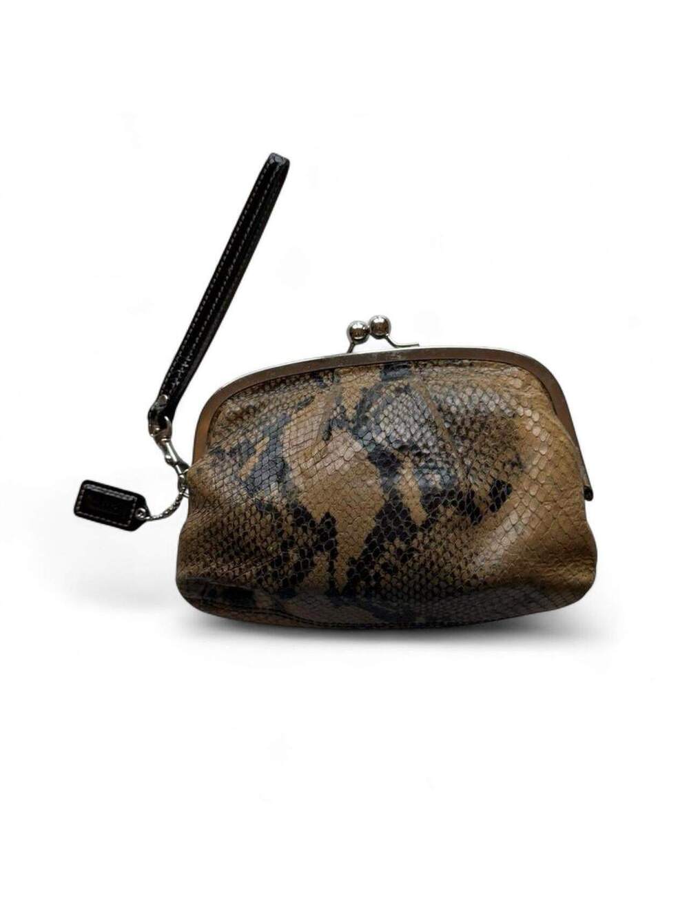 Coach Vintage Brown Snakeskin Wristlet Clutch